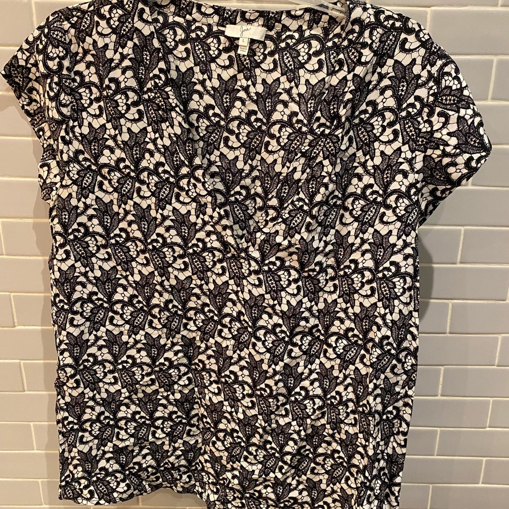 Joie silk faux lace v neck top
